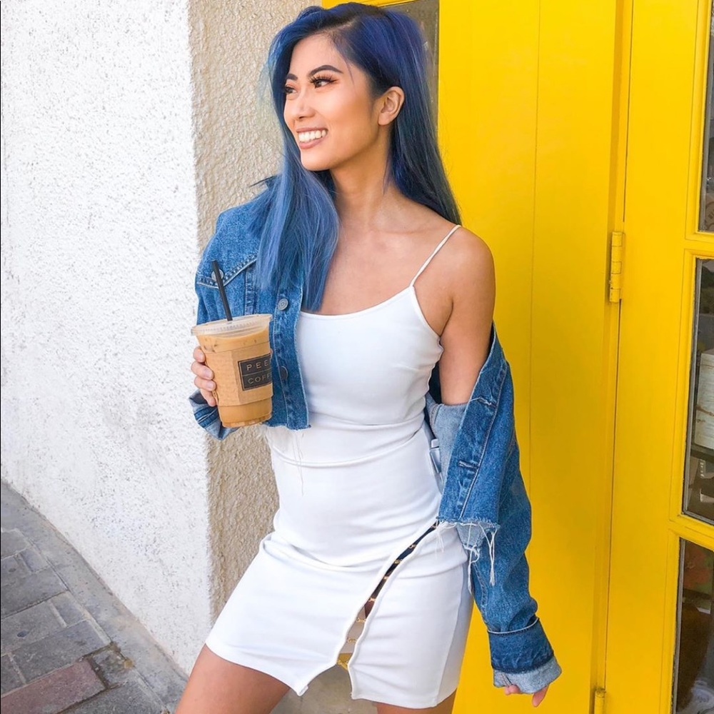 Revolve Superdown white body on dress with slit